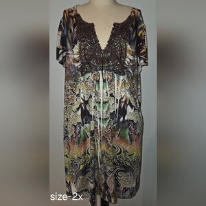 Apt. 9 Colorful Tunic with Brown Accents